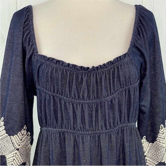 Uncle Frank/Anthropologie Blue Embroidered Peasant Dress NWOT Sz S MSRP: $150 - Picture 7 of 11